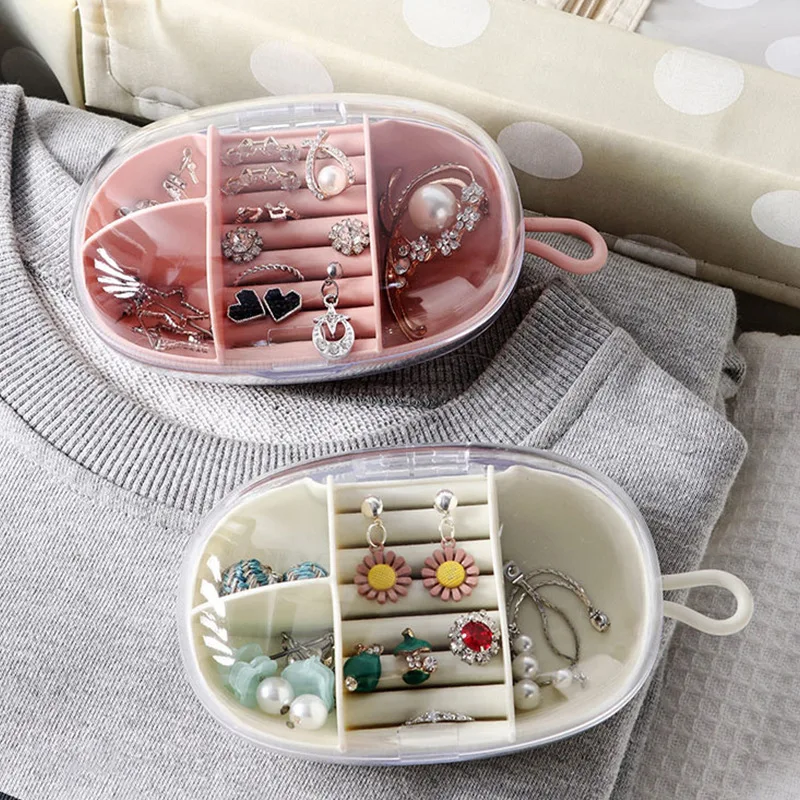 

12.5x8x5.5cm Mini Plastic Jewelry Box Travel Portable Jewelry Case Small Jewelry Display Organizer Joyeros Organizador De Joyas