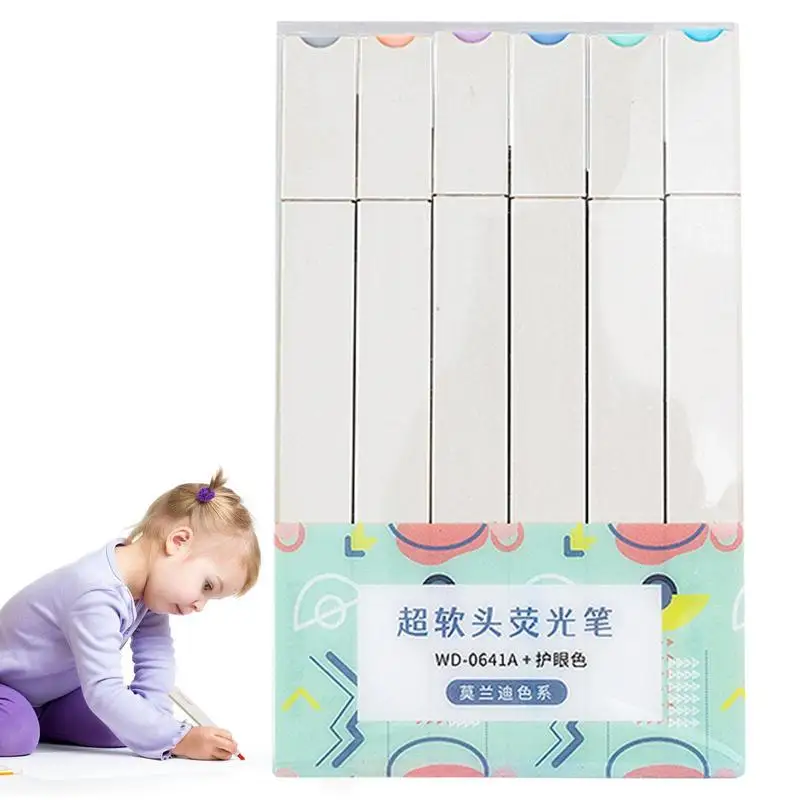 

Маркеры-хайлайтеры пастельные с мягким наконечником, 6 шт.