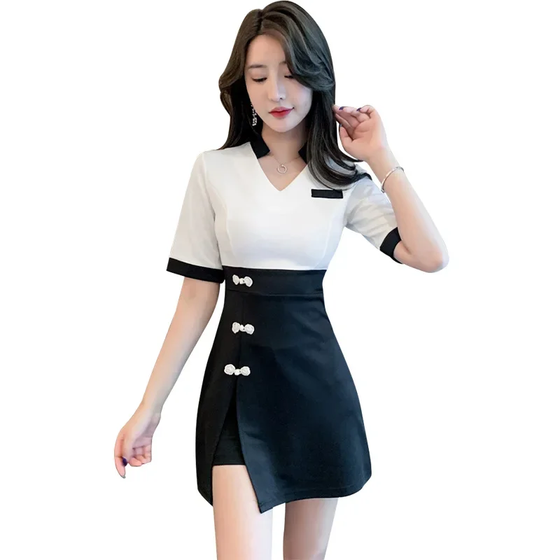 Женская рабочая одежда рубашка костюм с короткой юбкой для отеля официанта