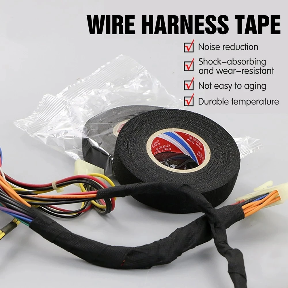 

15M 9/15/19/25/32MM Electrical Heat Tape Heat-resistant Adhesive Cloth Fabric Tape For Automotive Cable Tape Harness Wiring Loom