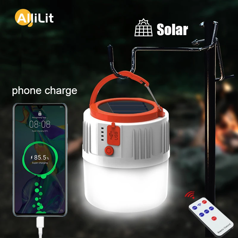 

Solar LED Outdoor Light Camping USB Charging 3 Mode Tent Lamp Portable Lantern Night Emergency Bulb Flashlight for Camp