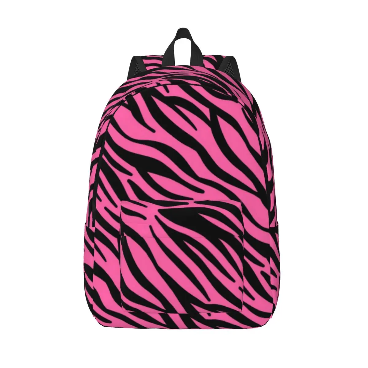 

Pink Zebra Print Backpack Black Stripes Leisure Backpacks Boy Girl Travel Large School Bags Colorful Rucksack