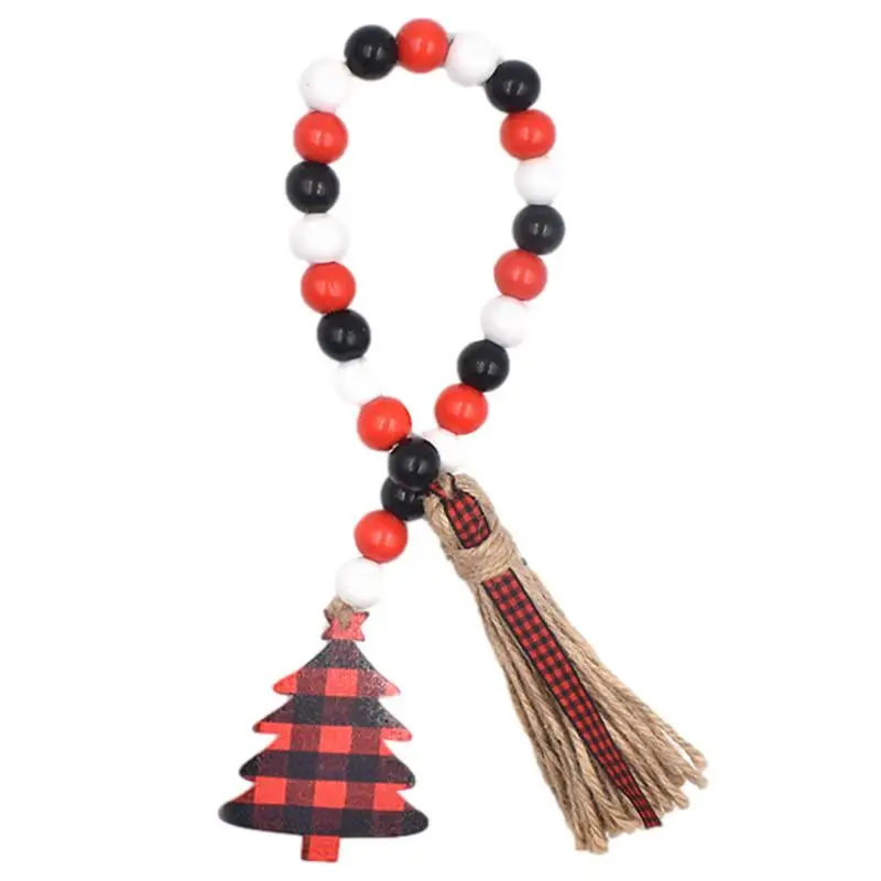 

Деревянная гирлянда из бусин с кисточками, молитвенные бусины, деревенский искусственный венец, деревянная бусина, Рождественский кулон дл...