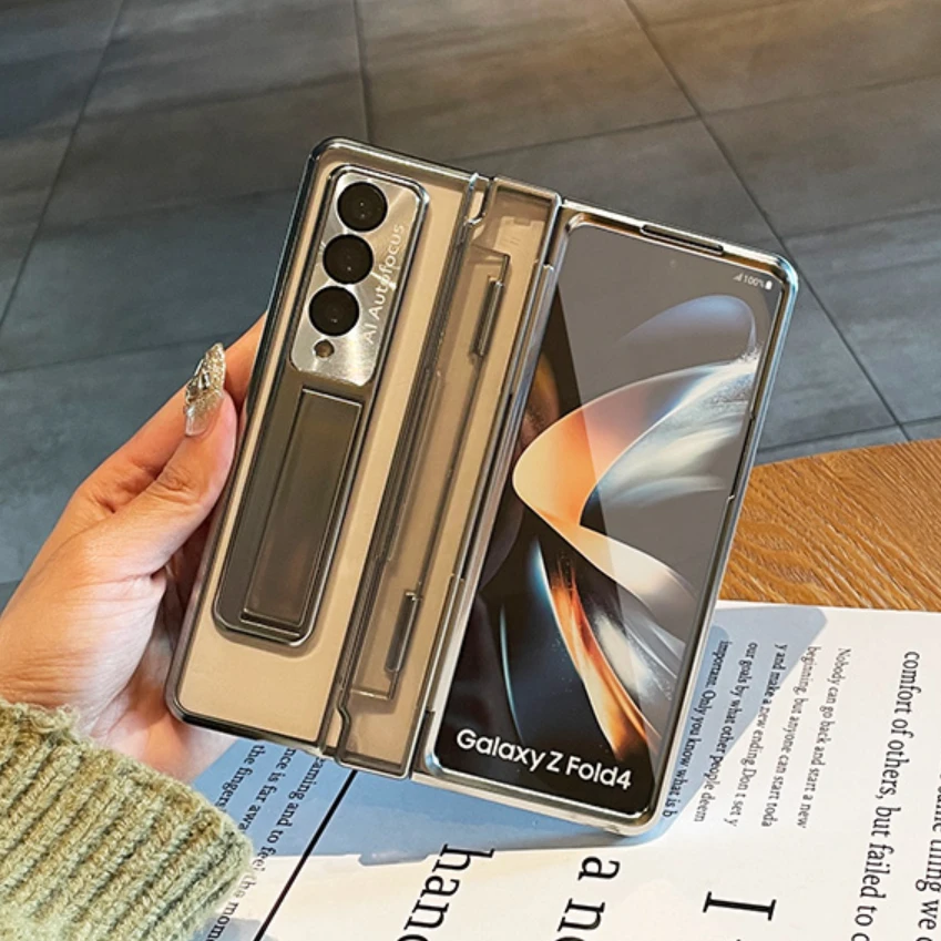 

For Samsung Galaxy Z Fold 4 Case Tempered Glass Film Plating Phone Case Z Fold 3 Comfortable Hand Feeling Hinge Protective Cover