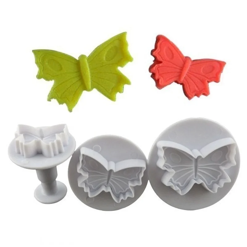 

3pcs/set Butterfly Cookie Cutter Press Molds Baking Biscuit Cake Decoration Embossing Printing Moulds Resin Mold