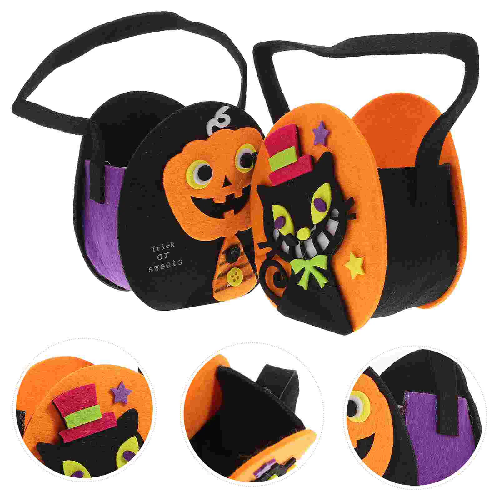 

2pcs Felt Hand Basket Trick or Treat Bags Candy Buckets Bags Party Favor Bags Style 1