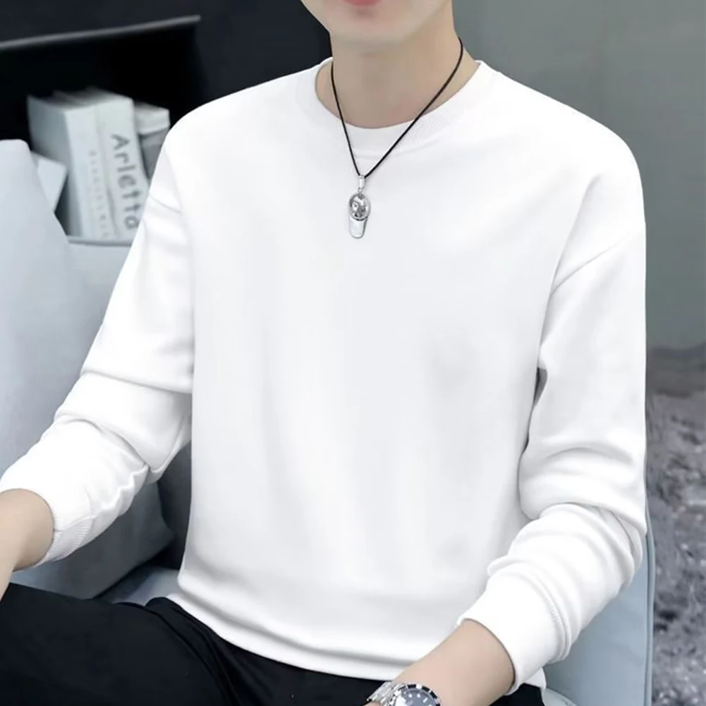 

Fashion Men O-Neck T-Shirts Spring Autumn Long Sleeve Loose Casual Undershirts Tees Tops T-shirts For Male
