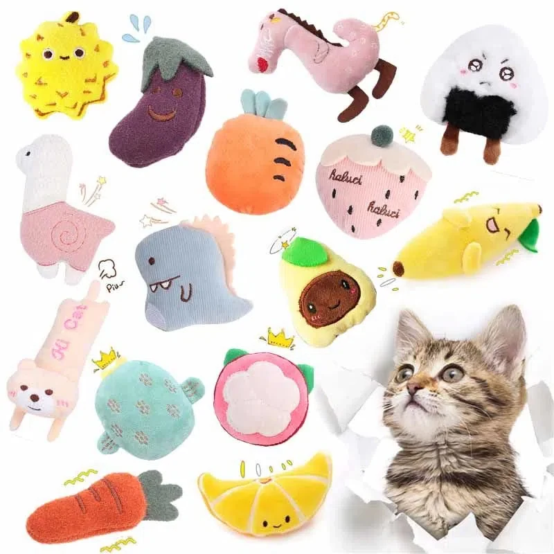 

Cat toys cute fruit series plush toy contains catnip bite-resistant pet product sигрушки для кошек gatos kitten toys pet supply