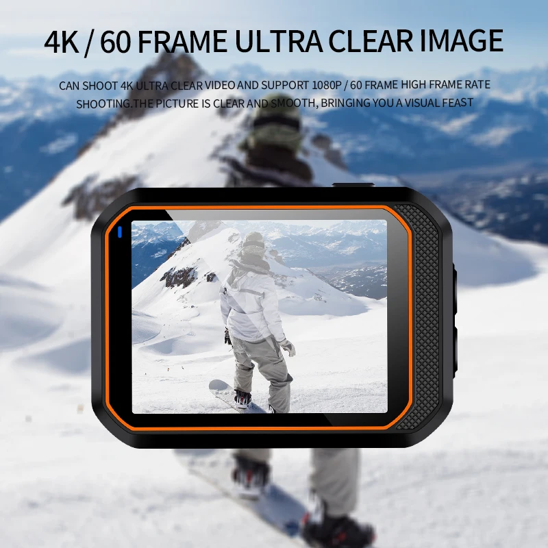 Фото 4K 60fps WiFi Противоударная Экшн-камера с двойным экраном широкий угол 170 ° 10 м водонепроницаемая Спортивная камера с дистанционным управлением №4