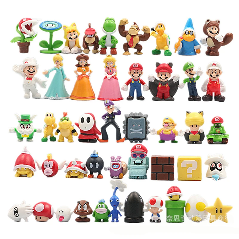 

48pcs Super Mario Bros Luigi Yoshi Donkey Kong Wario PVC Action Figure Toys Collectible Model Toys for Children Birthday Gifts