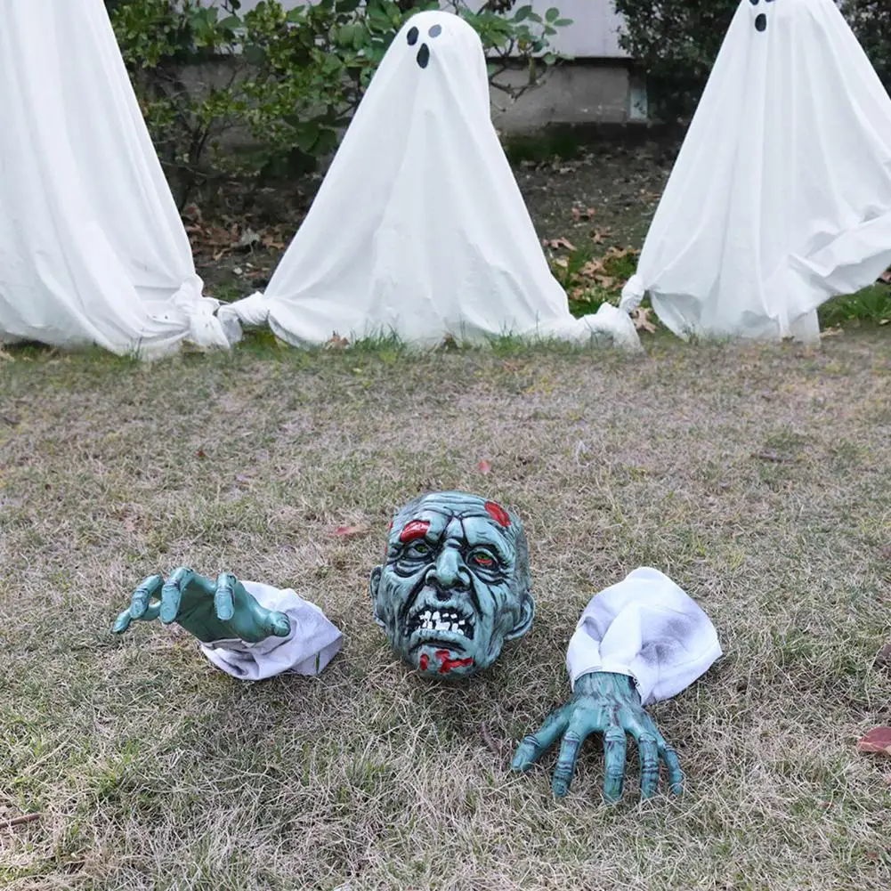 

Realistic Skeleton Head Hands Set Spooky Halloween Skeleton Stakes Realistic Crawling Ghost Set with Skeleton Head Hands for A