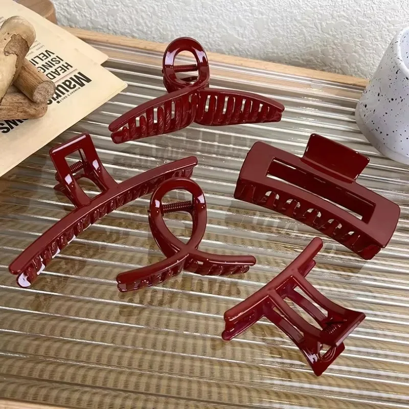 Женские красные заколки для волос девочек большие геометрические акриловые