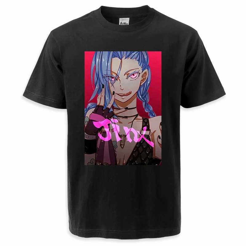 

Hot Anime Arcane Printed Tshirts 2022 Summer Mens Jinx Anime Enemy T Shirt Breathable Hip Hop Camisa Masculina Printed Clothes