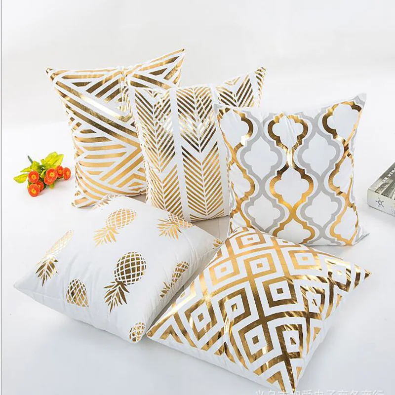 

Geometric Super Soft Short Plush Gilded Pillowcases 45*45cm Home Decoration Sofa Livingroom Pillow Cushion Cover Kussensloop