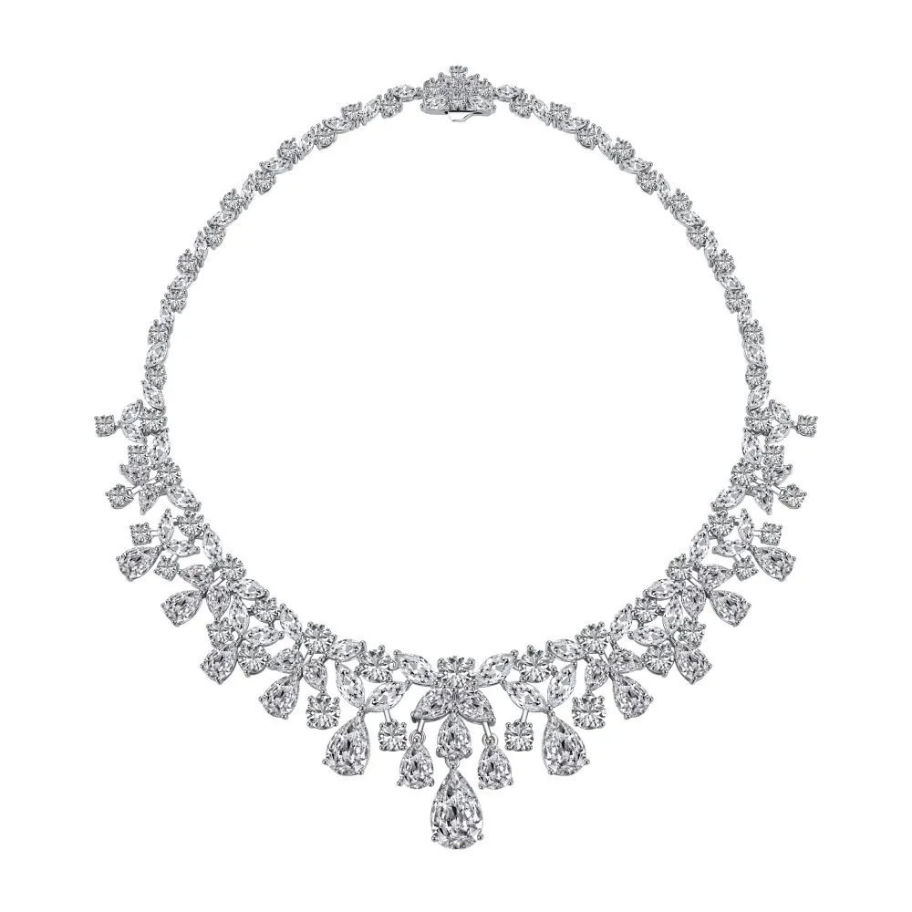 

Ожерелье Lind из стерлингового серебра S925 пробы женское роскошное ожерелье в форме капли полностью из бриллиантов Свадебные аксессуары ожерелье цепочка до ключиц