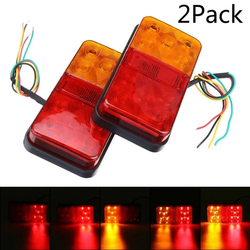 

2/1pack 10 LED Rear Stop Indicator Tail Lights Trailer Truck Lorry Caravan Van 12-80V / 12V /24V