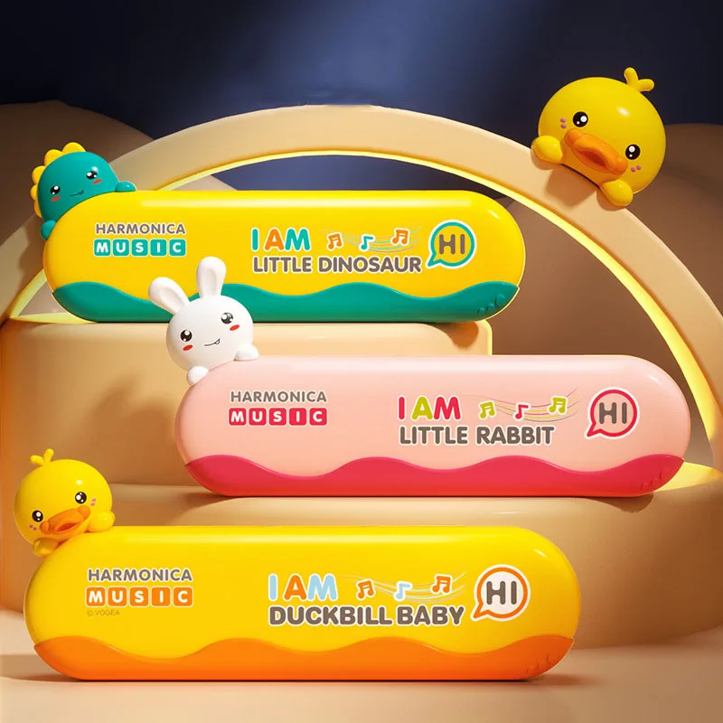 

16 Holes Children Harmonica Double Row Blowable Harmonica Cute Cartoon Pattern Beginner Kids Musical Educational Toys
