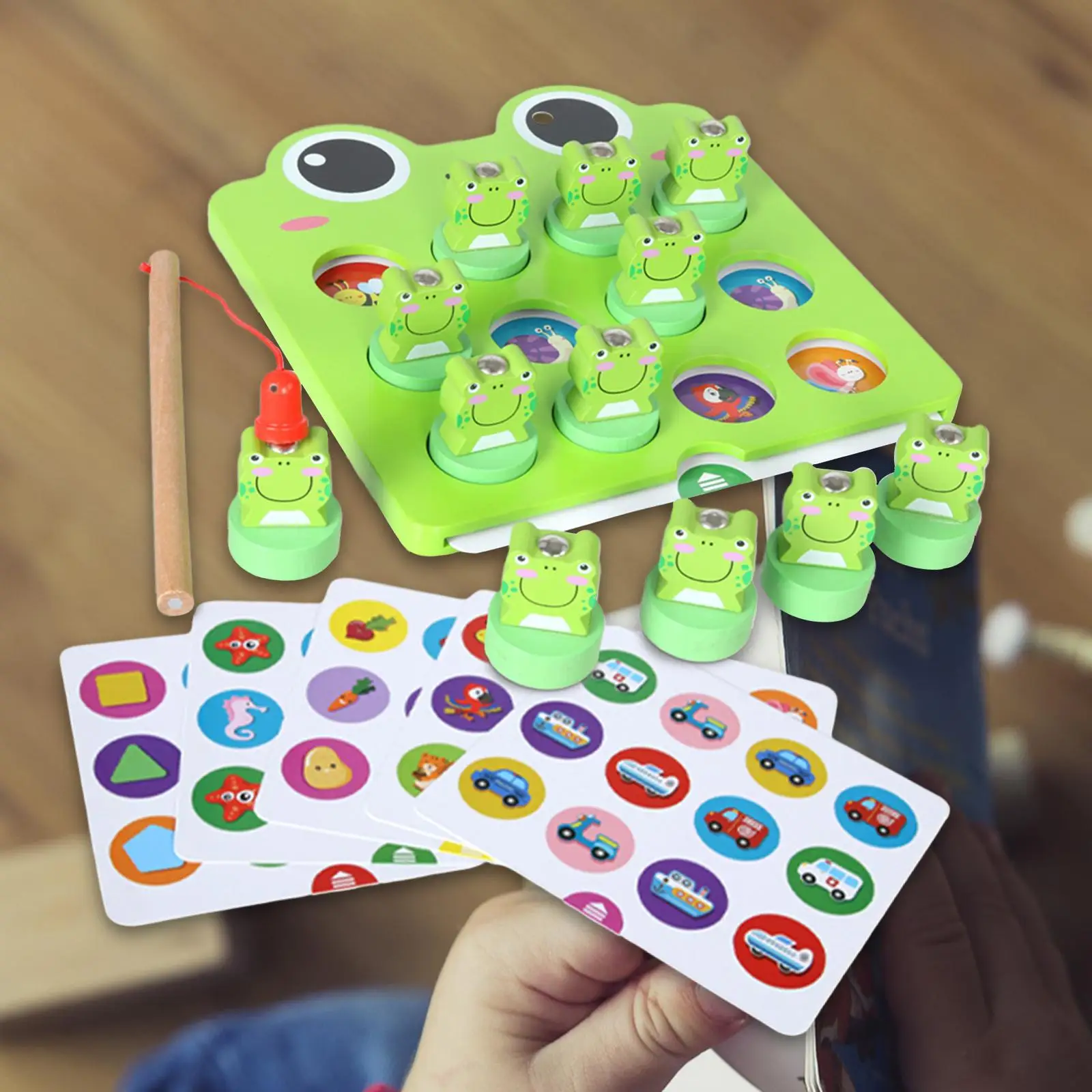 Веселая Магнитная деревянная лягушка Монтессори рыболовная игра для мальчиков и