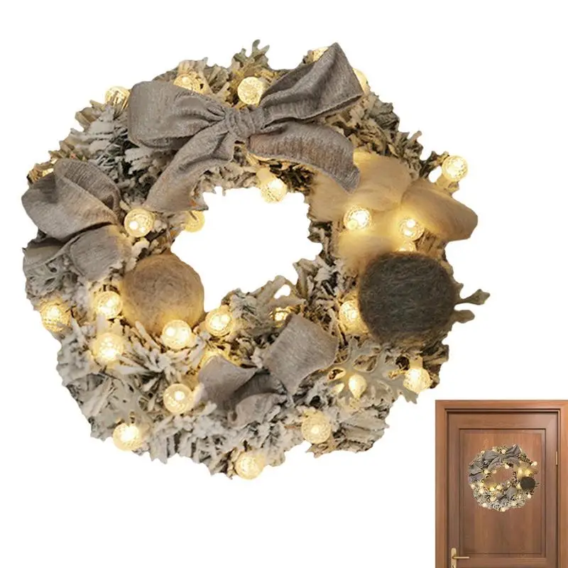 

Christmas Wreath Handmade Rattan Pendant Garland Flower Christmas Tree Door Hanging Wreath With String Light Wall Decoration