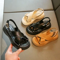 summer 2022 childrens sandals thick soled fashion metal buckle kidss sandals boyss and girlss casual cross band beach sandal