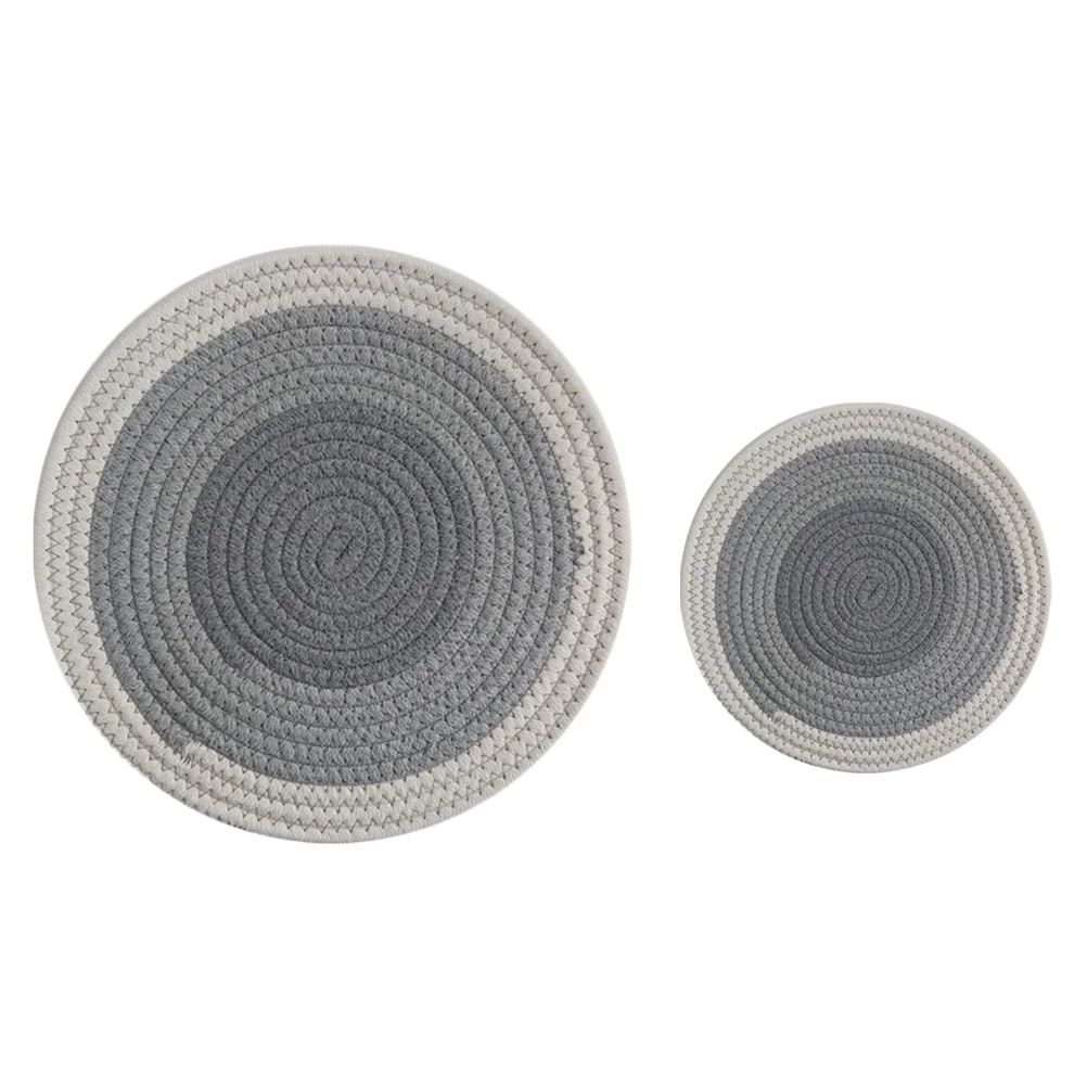 

2pcs Sturdy Chic Prime Cup Mat Cotton Rope Placemat Weave Cup Mat