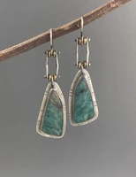 fashionable turquoise inlaid high color separation earrings creative irregular long earrings women