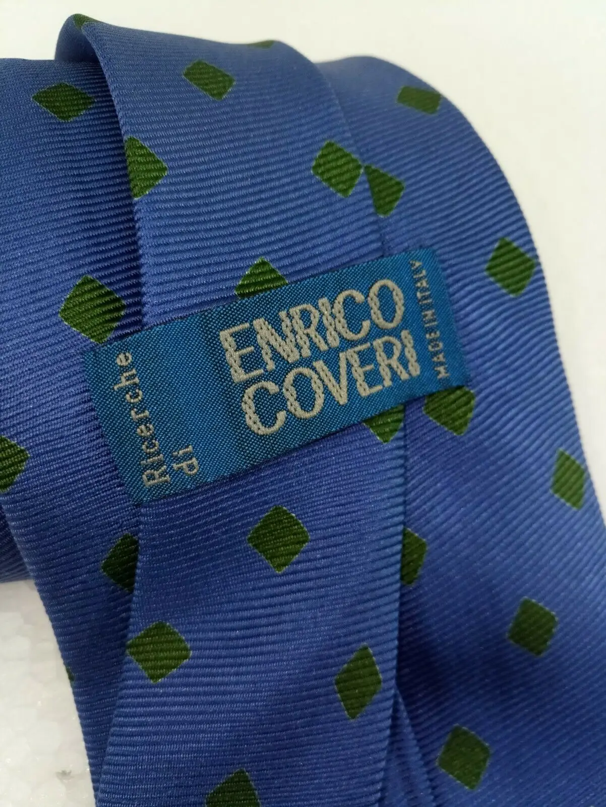 Cravatta blu e green geometric Enrico Coveri mushroom long business/marriage |
