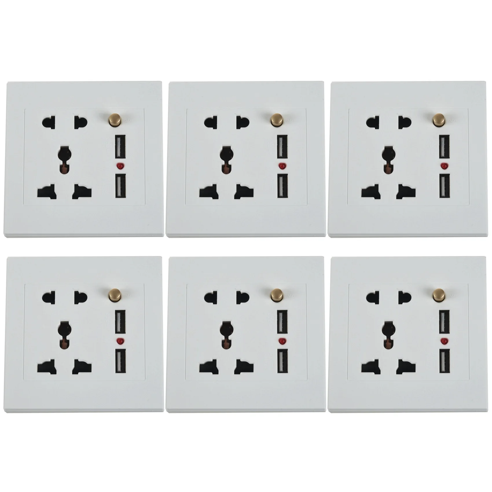 

Настенное зарядное устройство с двумя USB-портами, 6x2,1 А