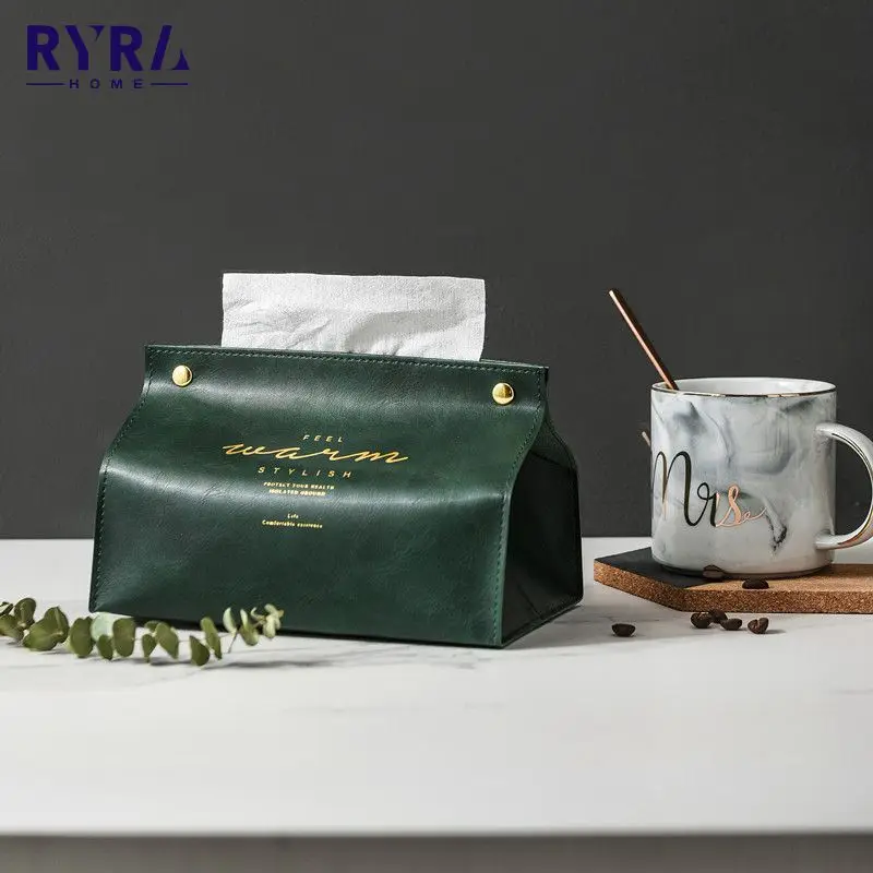 

Multi-functional Simple Desktop Napkin Pumping Paper Holder Storage Container Car Tissue Practical Durable Leather Tissue Box