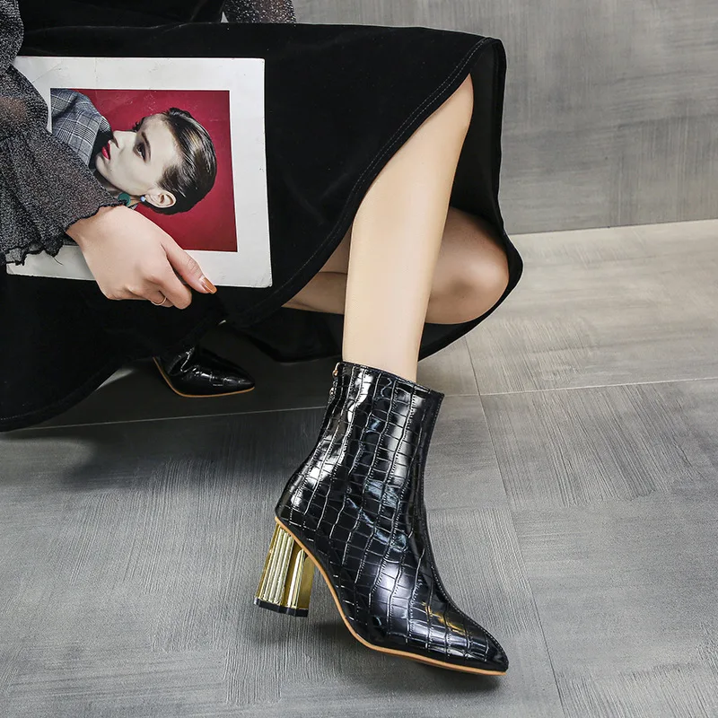 High Heel Ankle Boots Woman Boots Pointed Toe Modern Shoes Female Short Boots Autumn Winter Plus Size Ladies Fashion Boots New