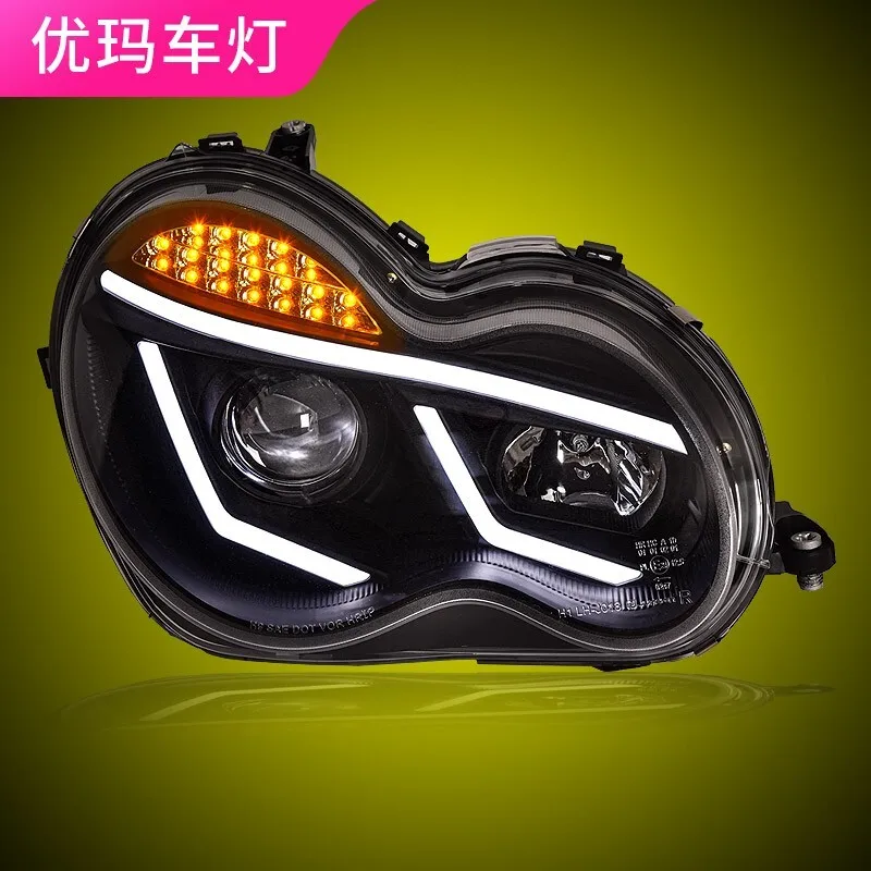 Фара в сборе для Mercedes-Benz C-class W203 2000-2006 LED DRL Светодиодные линзы ближнего света