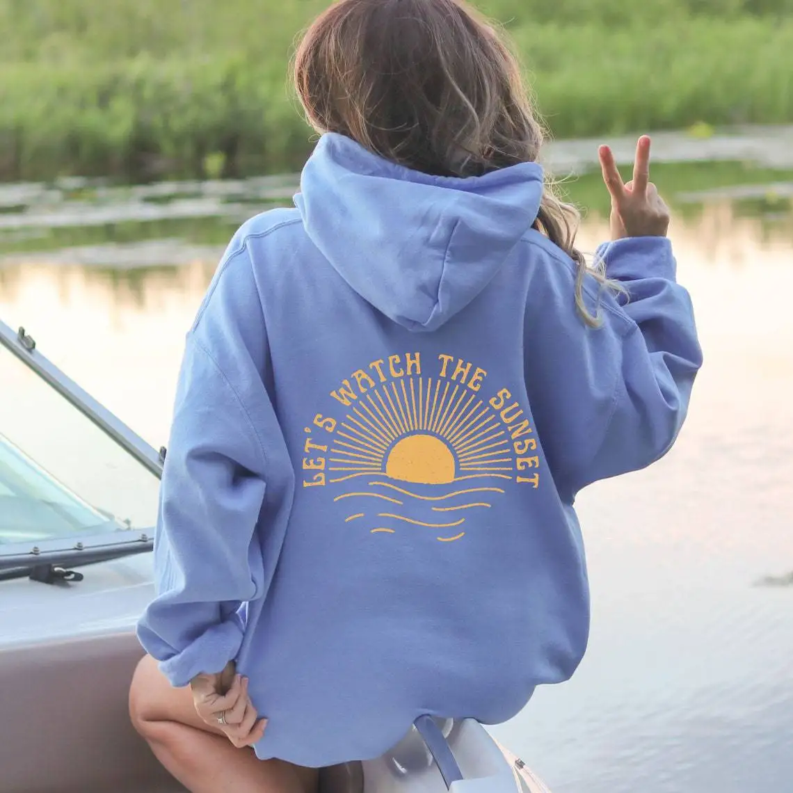 LET &quotS WATCH THE SUNSTE плюшевая толстовка однотонная с рисунком в английском стиле