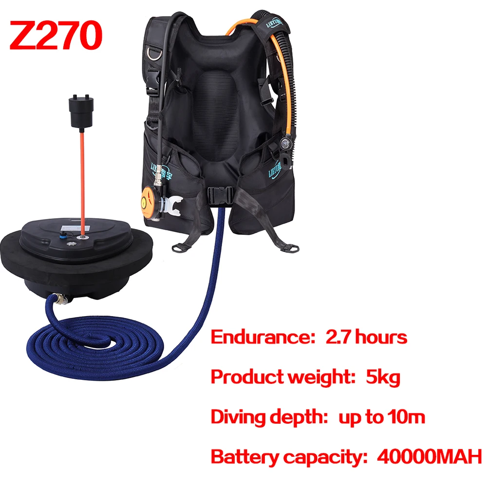 Underwater scuba equipped with professional portable electric aerator scuba oxygen supply machine for long time snorkeling fishi