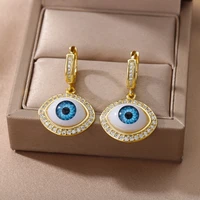 zircon eye drop earrings for women gold color stainless steel dangle hanging earring female ear jewelry brincos