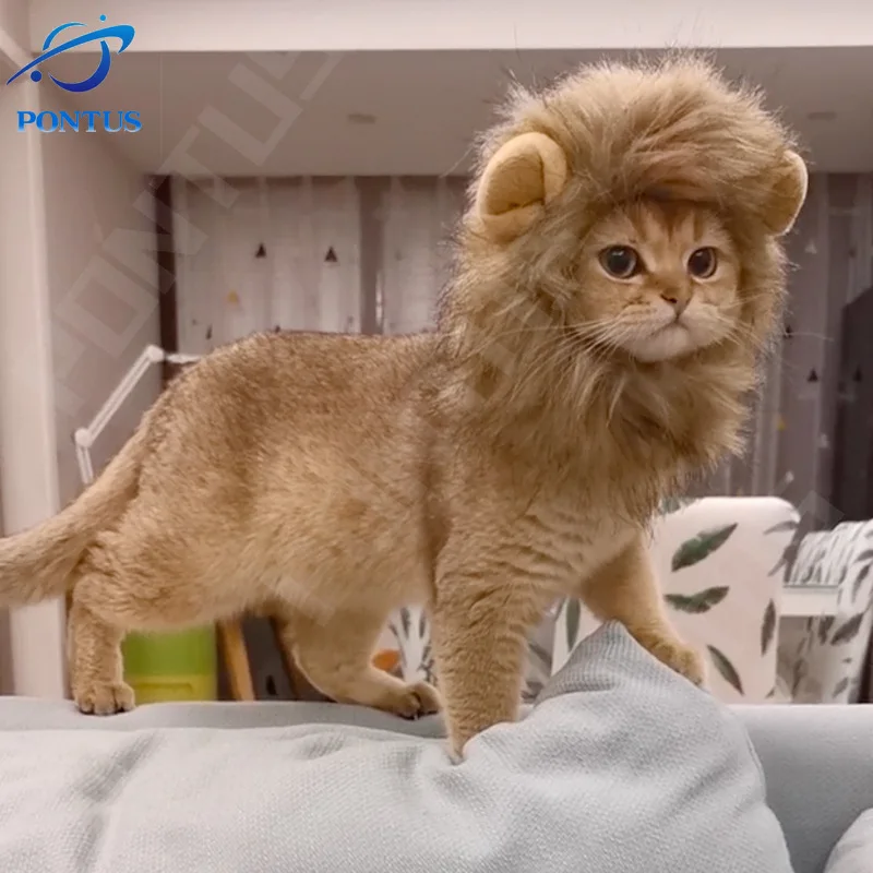 

Lion Wig Costume Cat Pets Clothes Cap Funny Cute Mane Costume Cosplay Decor Helmet Kitten Dog Hat with Ears Fancy Party Supplies