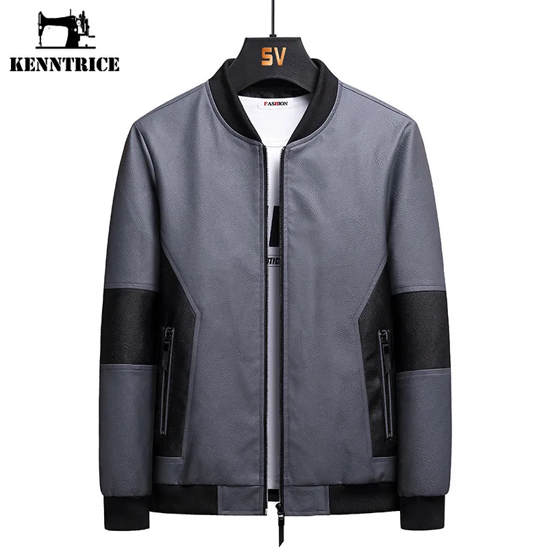 

Kenntrice 2022 Winter Jackets Men Fashion Trend Stand Collar PU Leather Jacket Classic Add Fleece Coat Oversize Mens Clothes
