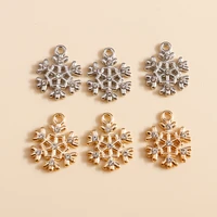 10pcs cute alloy crystal christmas snowflake charms pendant for making diy earrings necklaces handmade keychain jewelry findings