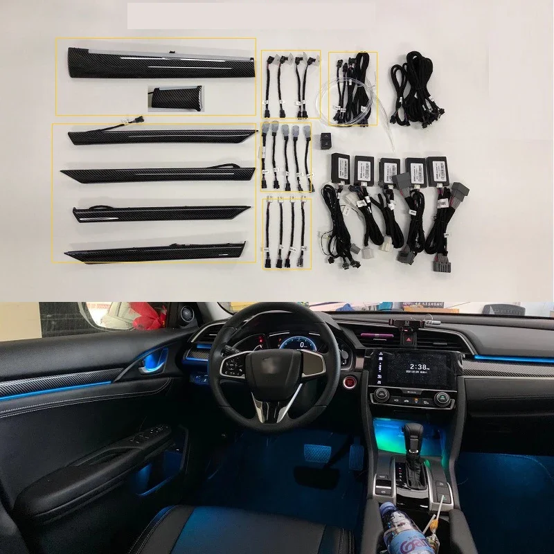 64-цветная светодиодная лампа окружающего освещения для Honda Civic 10 2016 2017 2018 2019 2020