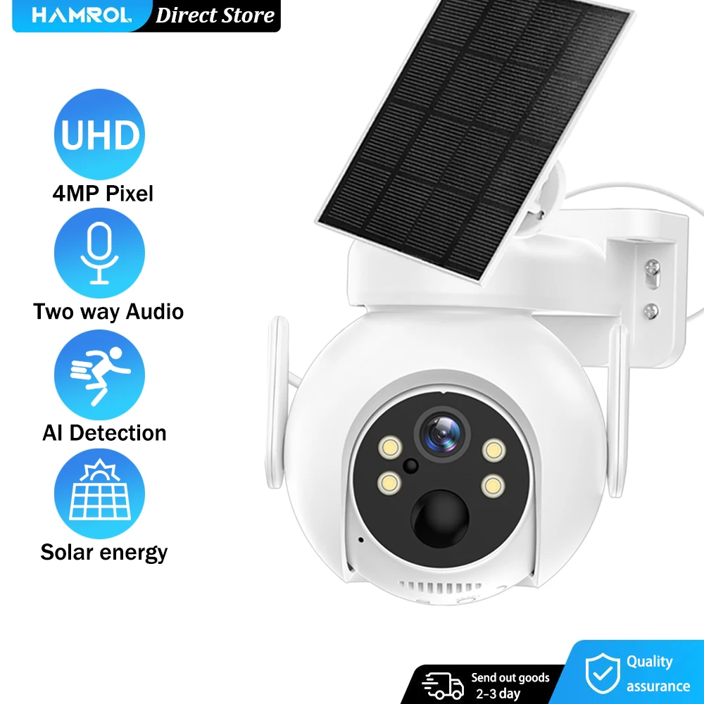 

PTZ WiFi Camera Outdoor Wireless Solar IP Camera HD 4MP Built-in Battery Video Surveillance Camera Long Time Standby CCTV ICsee