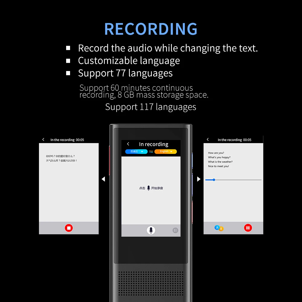 Boeleo BF301(W1 3.0) 2.8 inch Screen Smart Voice Translator for Business Travel 1GB+8GB Support 117 Languages Inter-Translation |