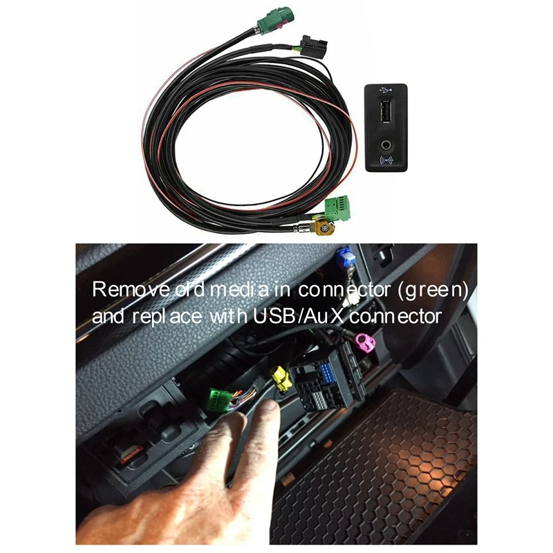 

For Golf 7 MK7 Carplay Media USB AUX Switch MIB2 MDI USB AMI Adapter Plug Socket Cable Wiring Harness 5G0035222F