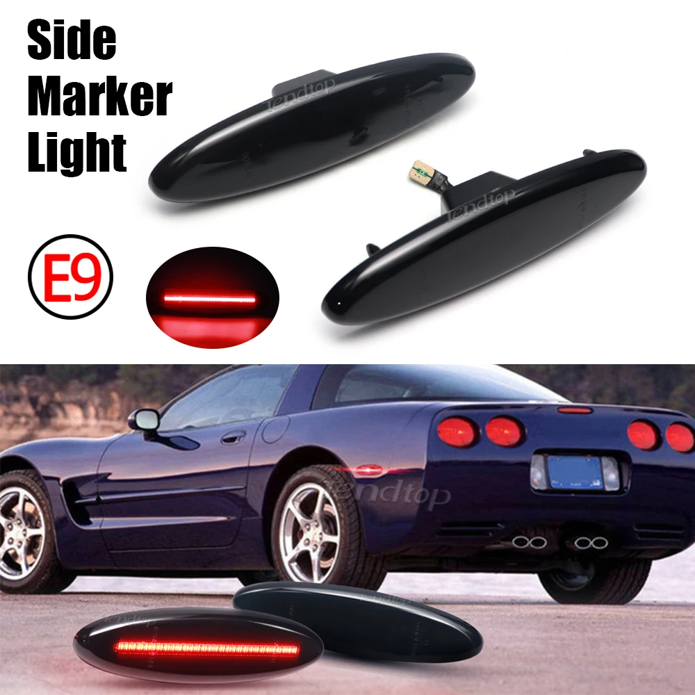 

LED Side Marker Lamp Red Rear Fender Lights For 1997-2004 Coupe C5 Z06 Convertible Corvette Accessories Smoke Black Indicator