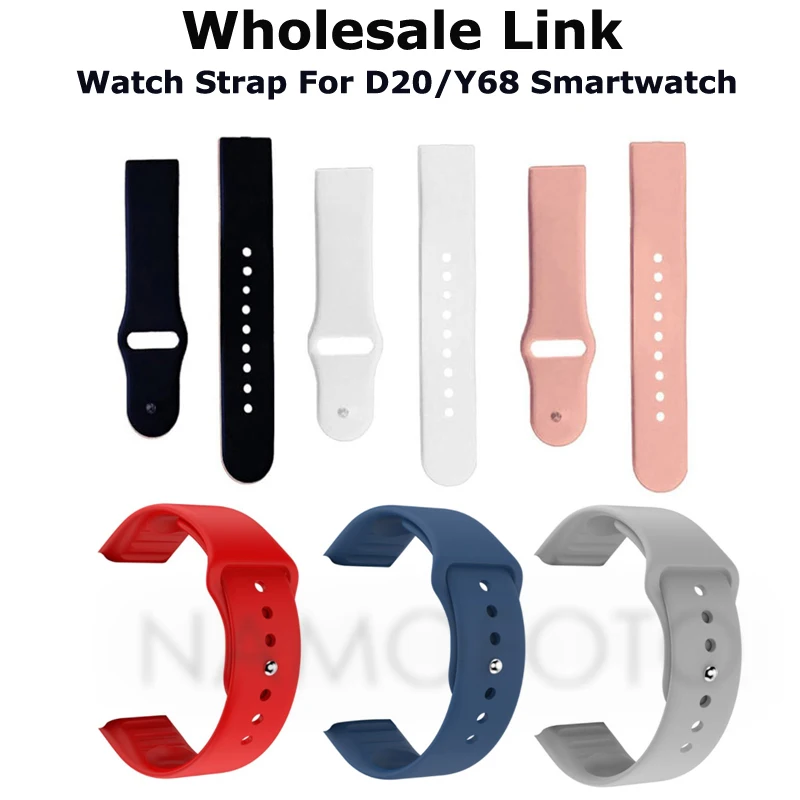 Best Wholesale Link Silicone Wrist Strap For Y68 D20 D28 Smartwatch Replace Soft TPU Watchband Belt Smart Watch Band Accessories