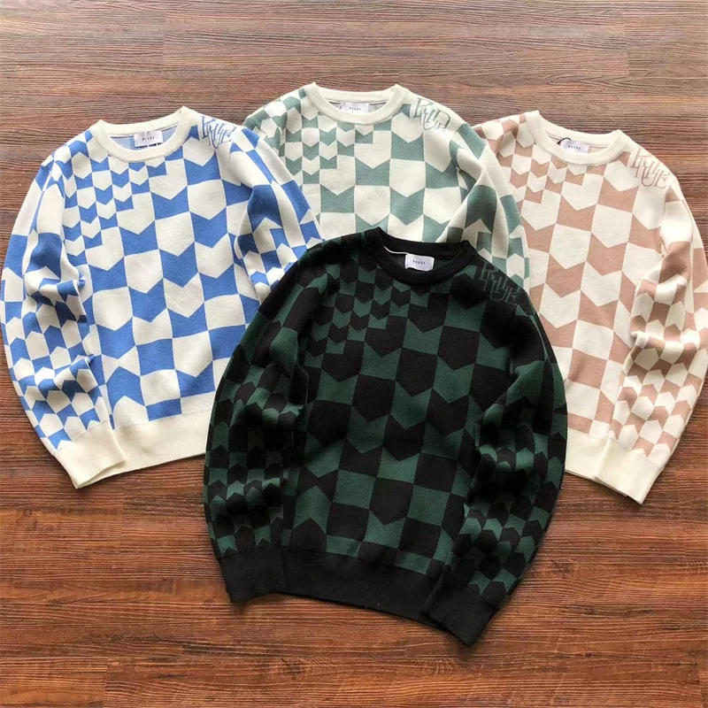 

Rhude Cashew Jacquard Sweater Men Women Oversized Top Quality Sweatshirts