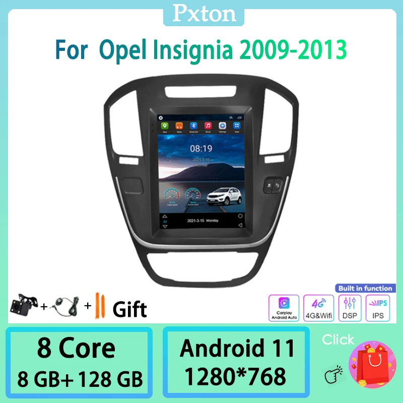 Мультимедийный плеер на Android 11 0 для Opel Insignia 2009-2013 Carplay с поддержкой Wi-Fi 8 + 128 |