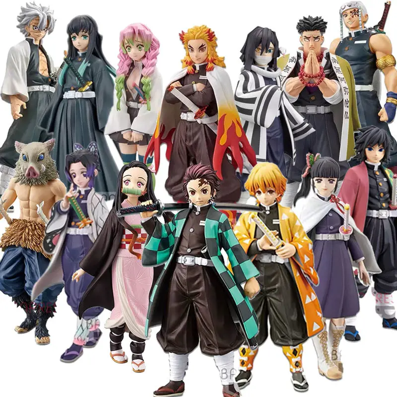 

Anime Demon Slayer Kimetsu No Yaiba Figures Nezuko Tanjirou Kanroji Mitsuri Action Figure PVC Model Toys Inosuke Figurine