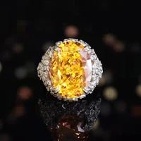 new high carbon zircon rings european american luxury wedding micro inlaid full zircon yellow simulated diamond adjustable ring