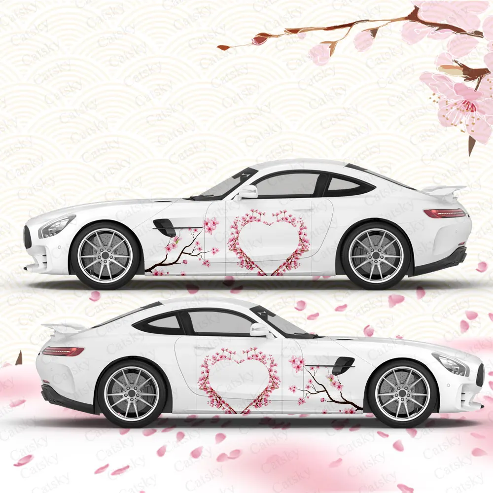 

Виниловая аниме-наклейка на автомобиль, с цветами, сердцем