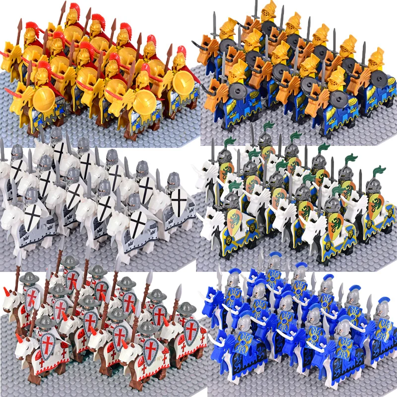 

Kids Toys Roman Cavalry Soldiers Building Blocks Spartan Warhorse Armor Knight Mini Action Figures Toys For Kids Children Gifts
