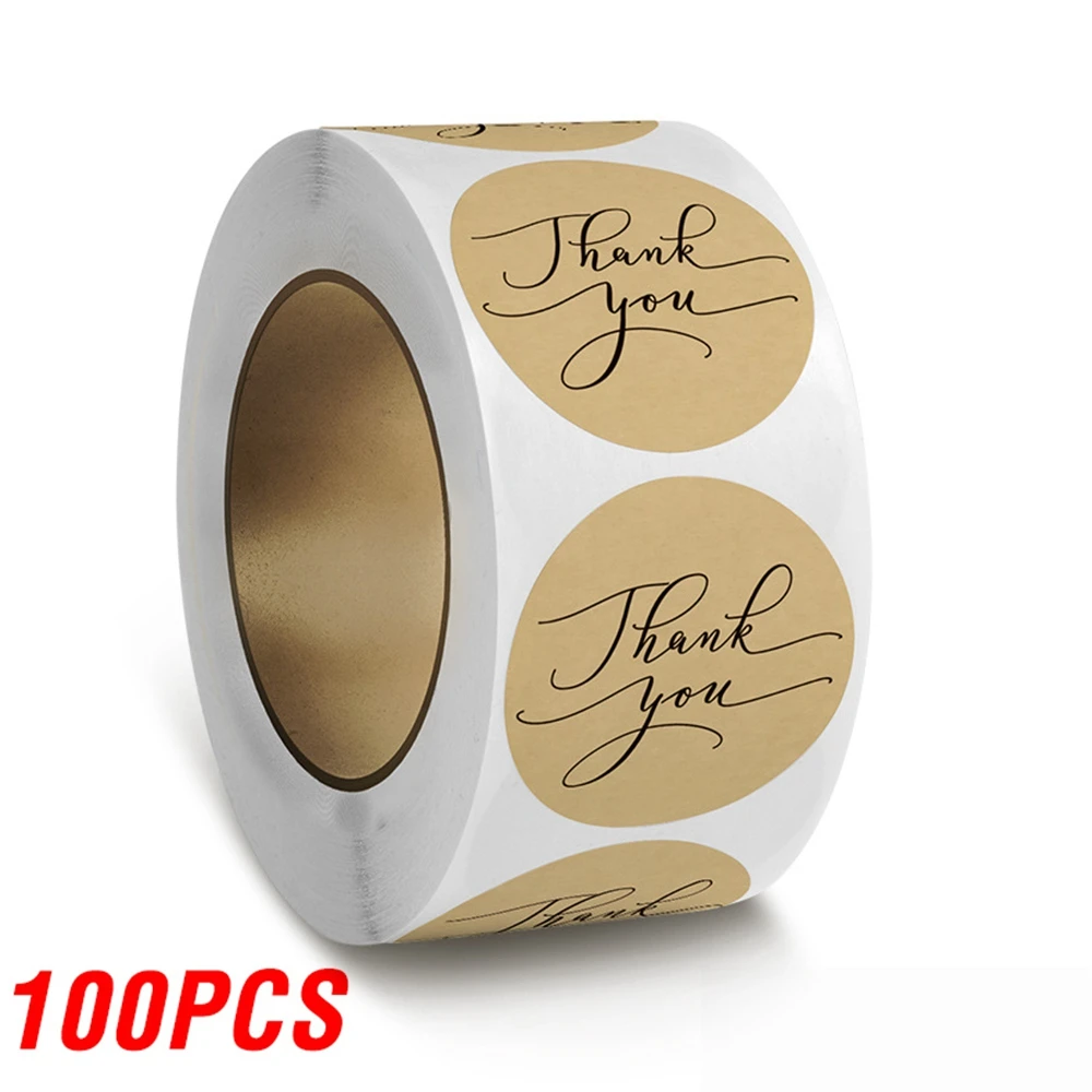 

100-500 шт. коричневые крафт-бумажные уплотнительные этикетки, наклейки «спасибо» для DIY, подарочное украшение, упаковка для выпечки, конверт, канцелярские наклейки